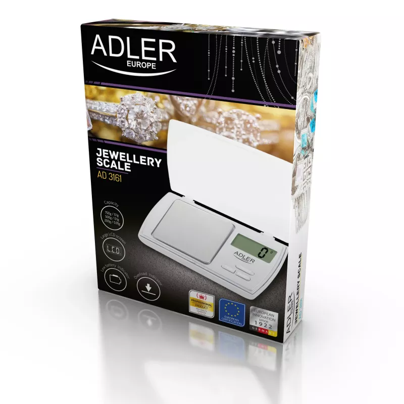 Adler AD 3161 virtuvinės svarstyklės balta stačiakampė elektroninė asmeninė svarstyklė