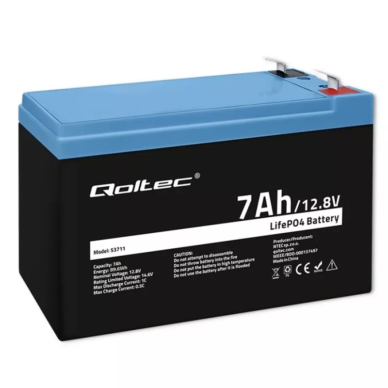 LiFePO4 baterija 12.8V 7Ah, 89.6Wh, BMS