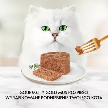 Šlapias kačių maistas Purina GOURMET Gold Adult Tuna 85 g skardinė, baltymai 10,5 %, riebalai 7 %, drėgmė 77,5 %