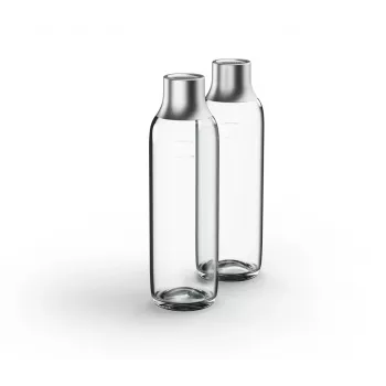 Gazuojantis butelis BRITA 118426 – 1 L stiklinis butelis su nerūdijančio plieno dangteliu, 287 mm aukštis, 2 vnt. pakuotėje