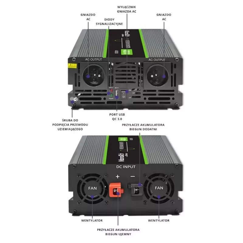 Qoltec Monolith maitinimo adapteris Auto 4000 W juodas