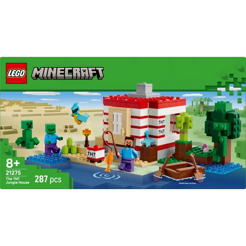 Konstruktorius LEGO Minecraft rinkinys 21275 TNT džiunglių namelis, 287 detalės, 2 minifigūrėlės, amžius 8+