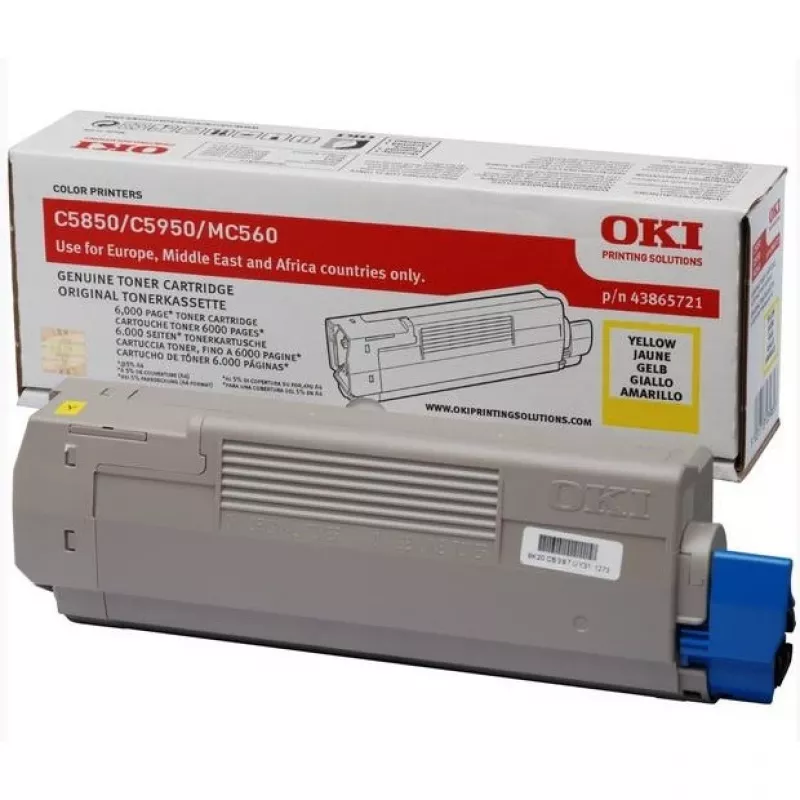 Toner OKI 43865721, iki 6000 puslapių, geltonas