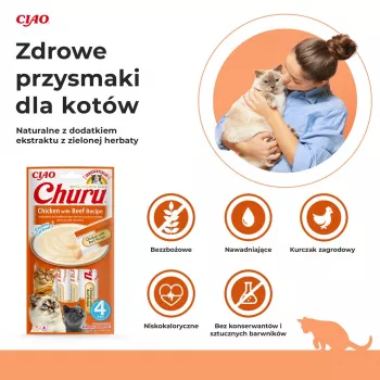 INABA Churu Chicken with Beef Recipe - kačių skanėstai - 4x14 g