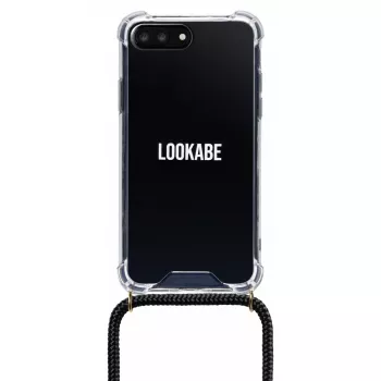Telefono karolių dėklas Lookabe, skirtas iPhone 7/8 Plus — auksinė grandinėlė, juodas dėklas