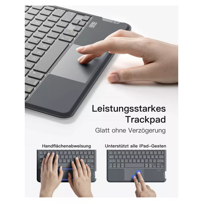 inateck klaviatūra iPad 11 iPad 10-os kartos suderinama QWERTZ pilka
