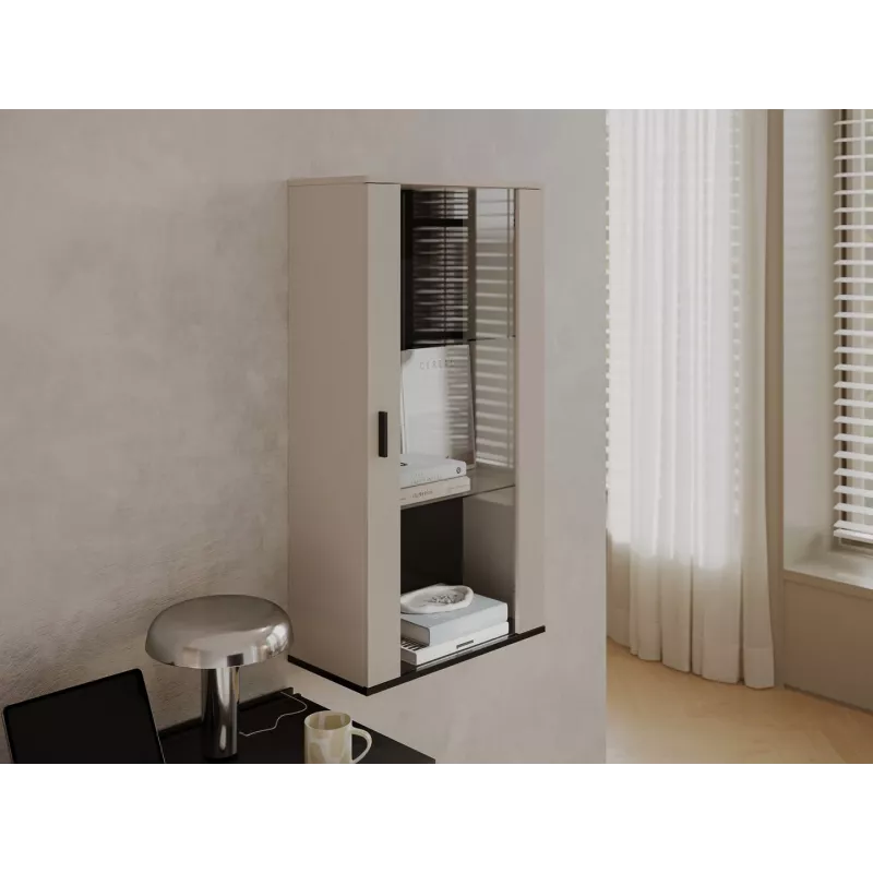 Sieninė spintelė cama meble S2 SOHO 60x29x112 cm — kašmyras/juoda