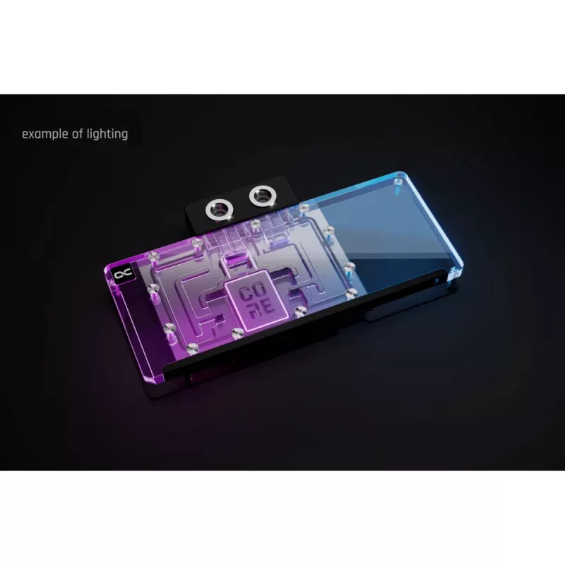 Aušinimo blokas Alphacool Core RX 9070 XT Mercury permatomas chromas su galine plokšte