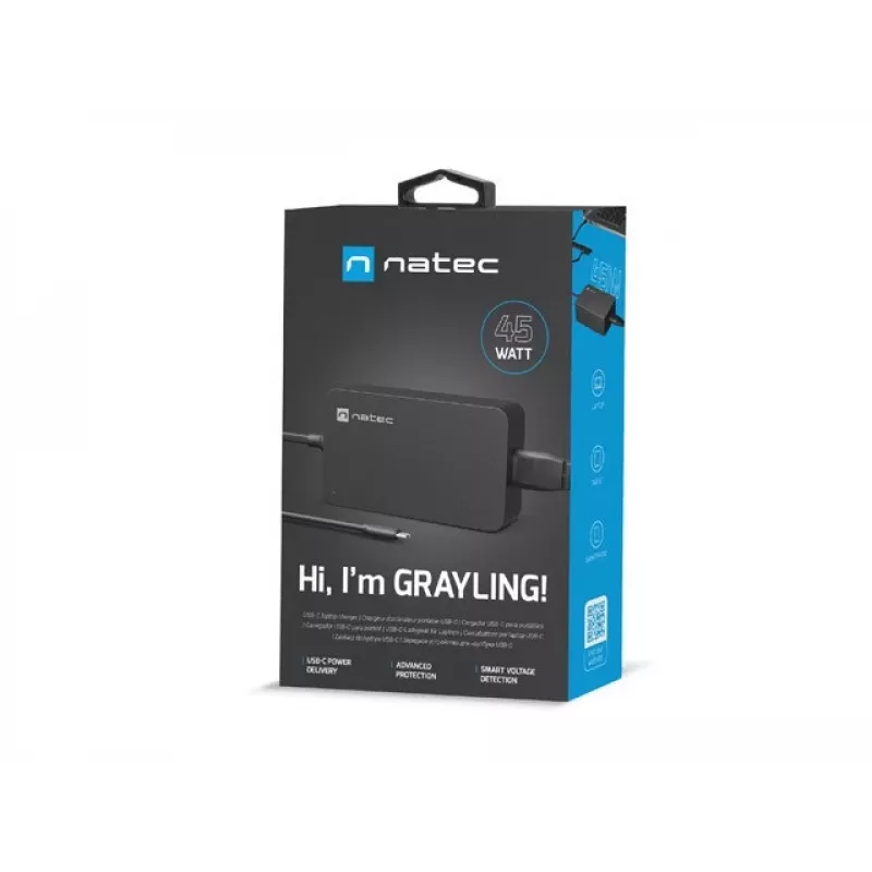 NATEC Grayling USB-C 45W maitinimo adapteris Universalus Juoda