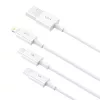 USB laidas Baseus SUP0003529 — USB 3.2 Gen 1 (3.1 Gen 1), 1 m, USB-A į USB-C / Micro USB-A / Lightning, Baltas