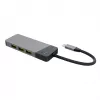 USB Type‑C šakotuvas Green Cell HUBGC01 — 7 prievadai: 3×USB‑A 3.2 Gen 1, 1×USB‑C 3.2 Gen 1, HDMI, microSD+SD kortelių skaitytuvas — sidabrinis