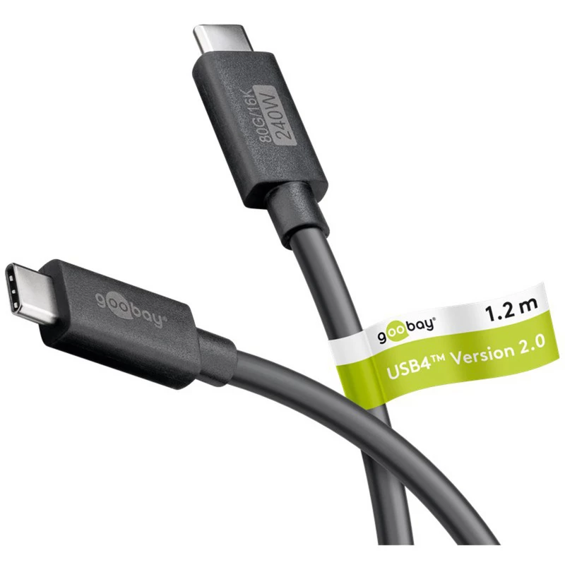 USB-C laidas WENTRONIC USB4 Gen4 1,2 m — palaiko 16k@60Hz ir 4K@120Hz
