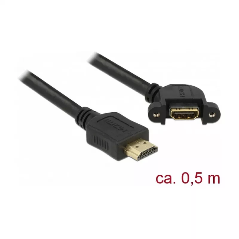 HDMI kabelis DeLOCK 85467 0,5 m A tipo kištukas į lizdą, juodas