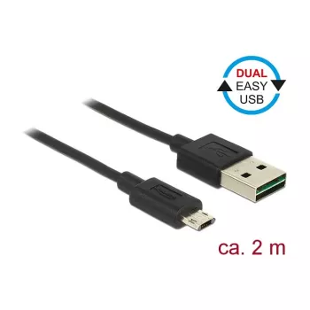 USB laidas DeLOCK 83850 USB 2.0 2 m USB A Micro-USB B juodas
