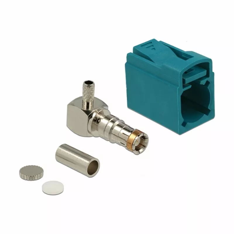 Koaksialinė jungtis DELOCK 89723 — FAKRA Z kištukas, 90° kampinė, 13,8×21,5×9,5 mm
