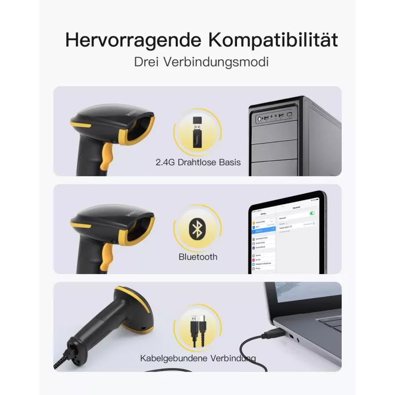 inateck Barcodescanner 35 Juoda [BCST-35_Juoda]