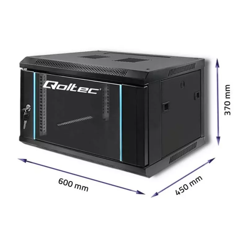 Qoltec 54462 RACK spinta 19 | 6U | 600 x 370 x 450