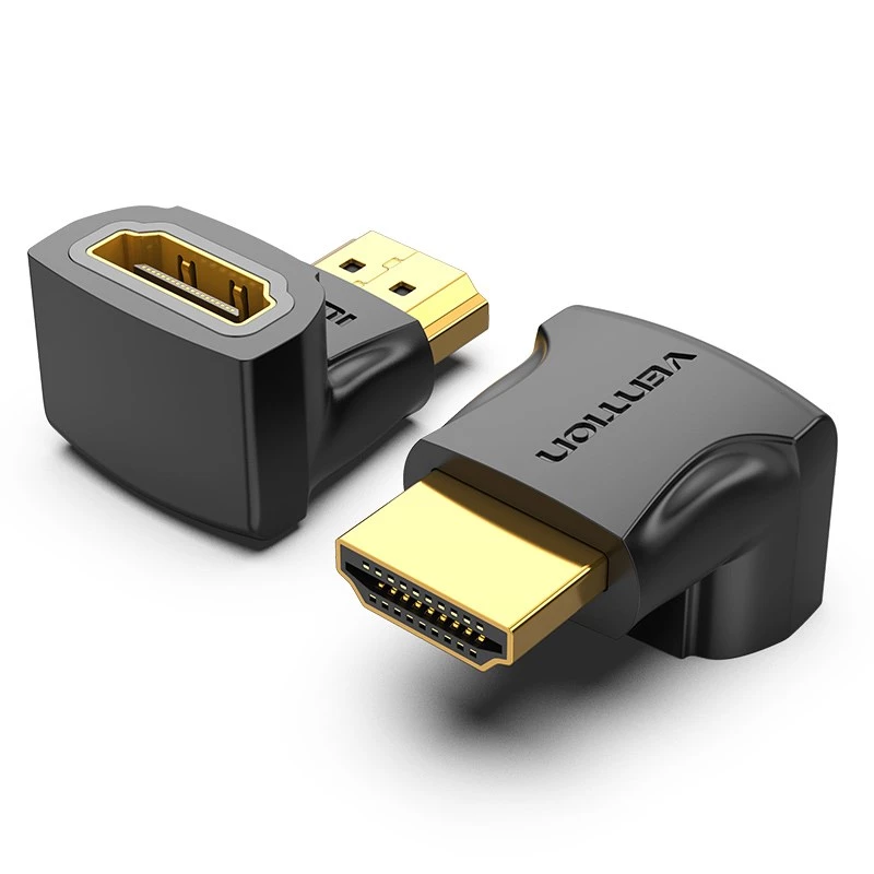Vention HDMI 90 laipsnių kištuko–lizdo adapteris, juodas