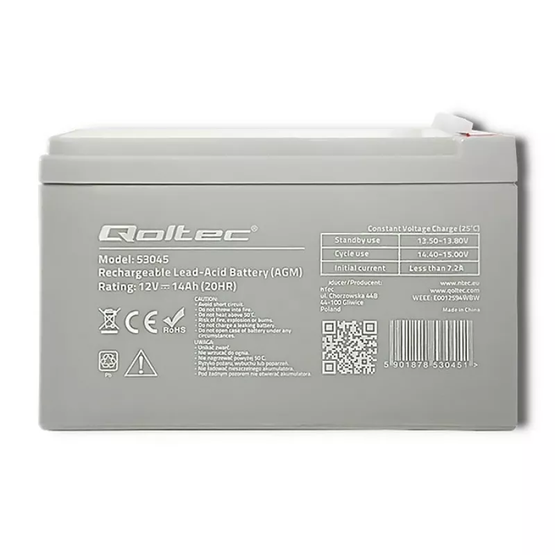 Qoltec 53045 AGM baterija 12V 14Ah