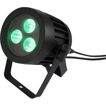 LED PAR šviestuvas EUROLITE 3x8W QCL Spot — 3x8W RGB COB LED, kompaktiškas PAR prožektorius