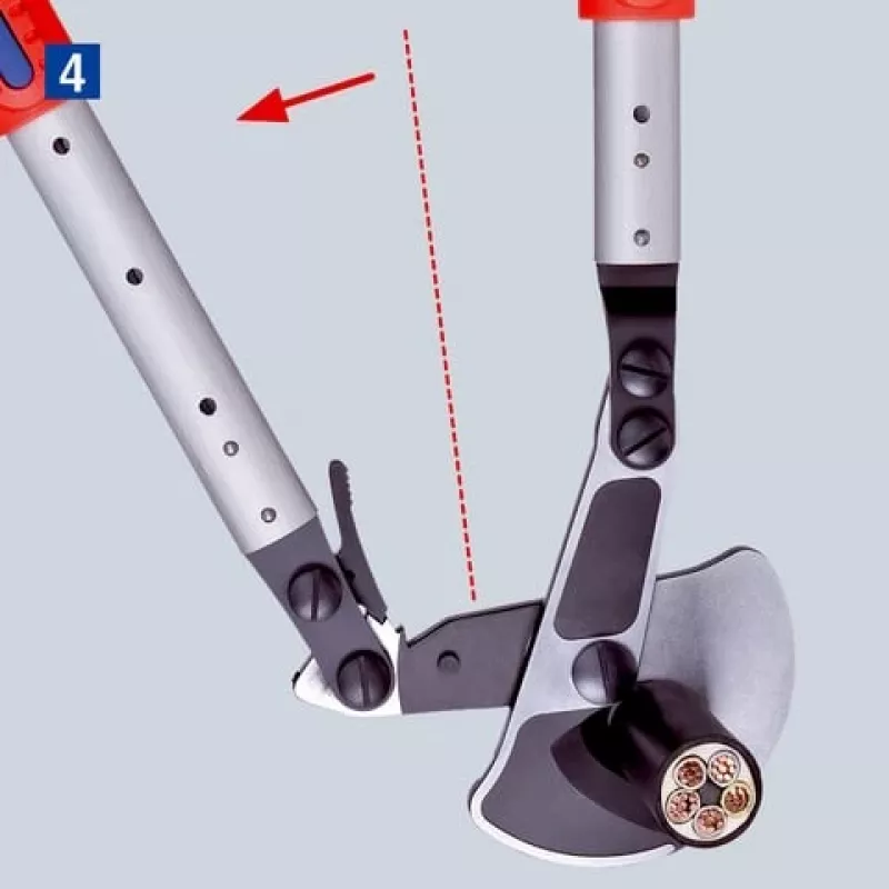 Kabelių žirklės Knipex 9532038, reketinio veikimo pjovimo įrankis kabeliams