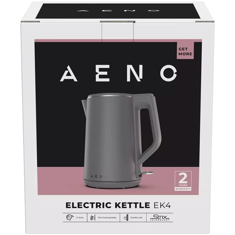 AENO elektrinis virdulys EK4: 1850-2200W, 1,5 l, Strix, dvigubos sienelės, neįkaitantis korpusas, automatinis išsijungimas, apsauga nuo perdegimo