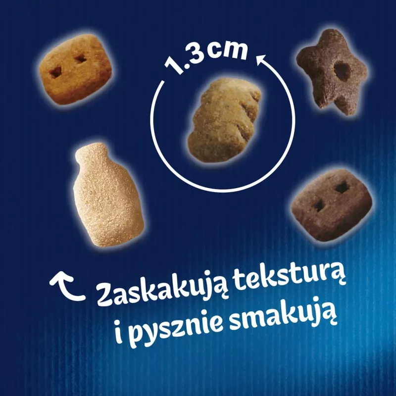 Kačių skanėstai Felix Party Mix Dairy Delight 60 g — traškūs pieno skonio užkandžiai suaugusioms katėms, baltymai 35%, riebalai 19,5%