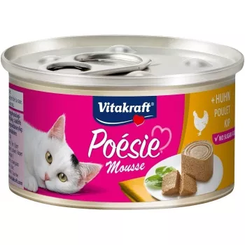 Šlapias kačių ėdalas Vitakraft Poésie Mousse — vištiena 85 g, suaugusioms katėms, 78% drėgmės, 11% baltymų, 7% riebalų