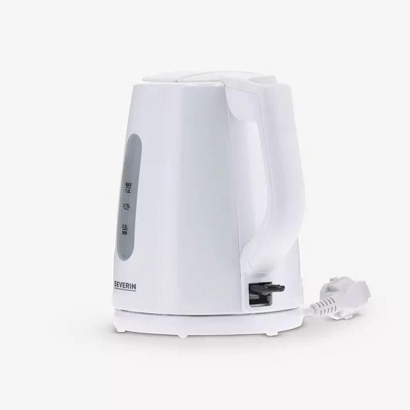 Elektrinis virdulys SEVERIN 1 L 2200 W baltas — belaidis, 360° pagrindas, paslėptas kaitinimo elementas