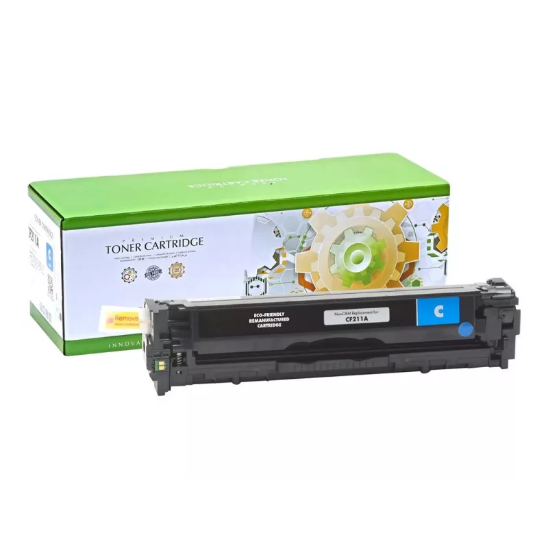 STATIC Tonerio kasetė, suderinama su HP CB541A/CF211A, žalsvai mėlyna, atnaujinta, 1 400 lapų
