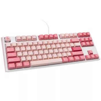 Ducky One 3 TKL Gossamer Pink klaviatūra, skirta žaidimams, USB, JAV anglų, rožinė, balta