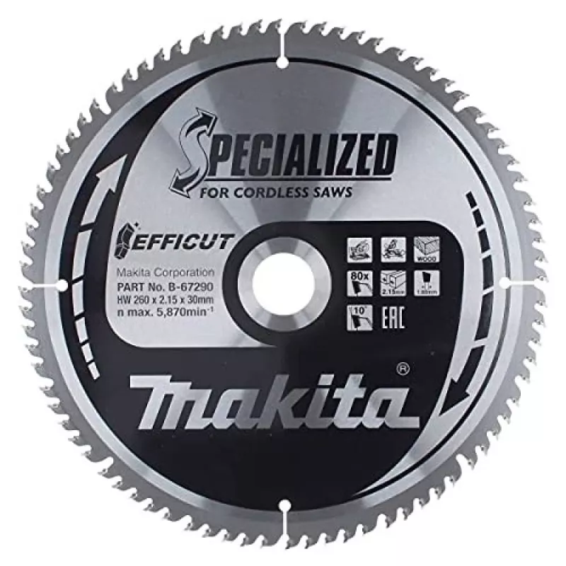 T.C.T. pjovimo diskas 260X2.15X30mm 10° T80 EFFICUT