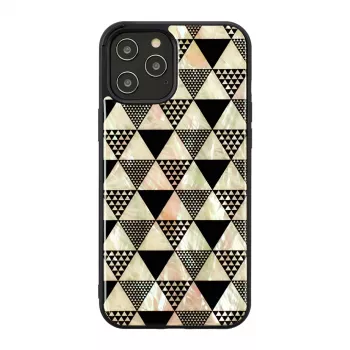 Apsauginis telefono dėklas iKins, skirtas Apple iPhone 12 / 12 Pro — piramidės raštas, juodas