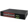 Ethernet PoE komutatorius QOLTEC 16x RJ45, 2x RJ45 uplink, 1x SFP (MPN 52291)