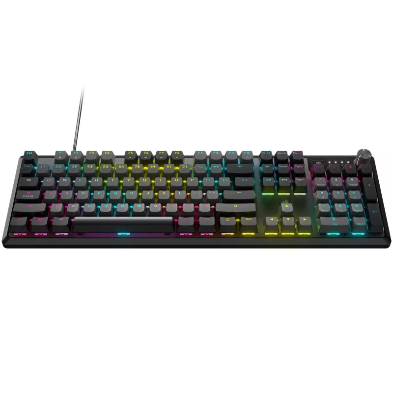 “Corsair K70 CORE RGB” klaviatūra, žaidimams, USB, QWERTZ, vokiečių k., pilka