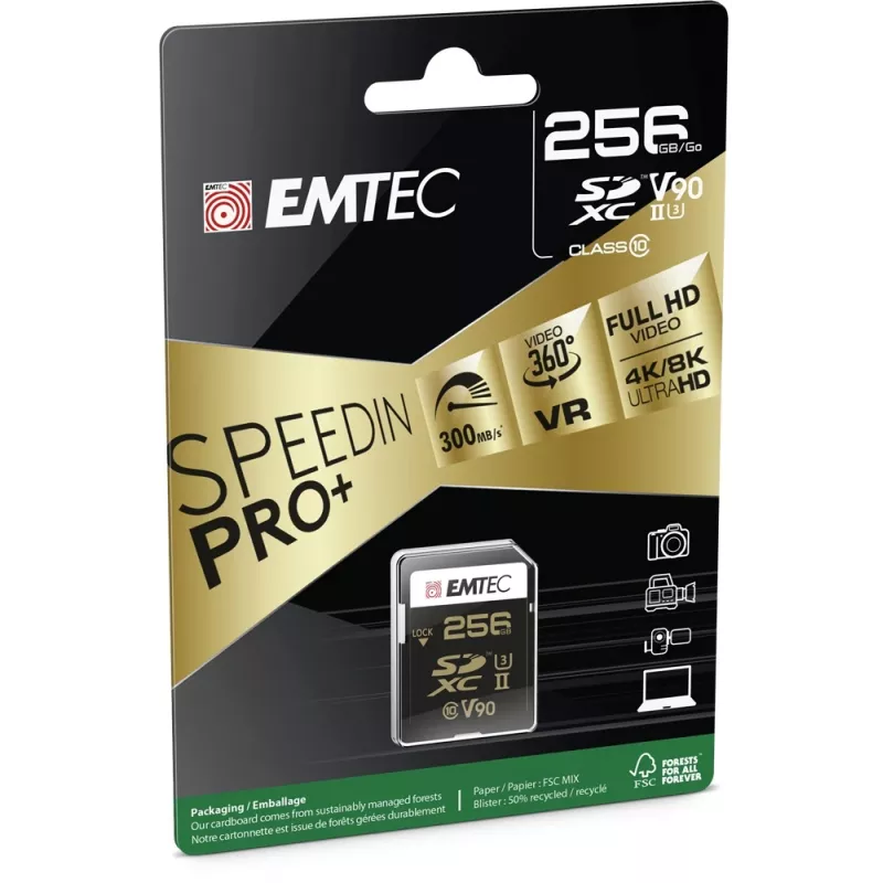 „Emtec“ atminties kortelė 256 GB UHS-II SpeedIN Pro+