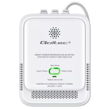 CO detektoriaus signalizatorius QOLTEC 52576 — anglies monoksido jutiklis, 85 dB signalizacija