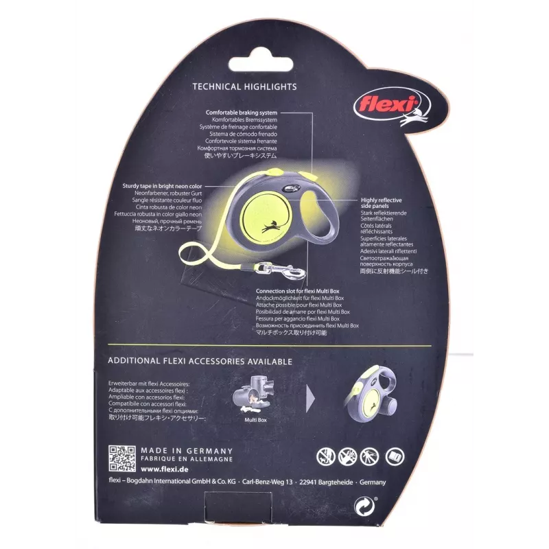 FLEXI nauja Neon L - ištraukiamas pavadėlis - 5 m