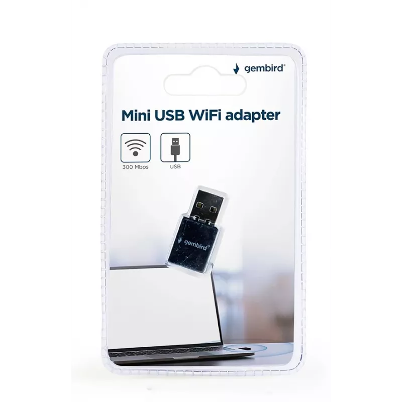 USB 2.0 Wi‑Fi adapteris Gembird WNP-UA300-01 — RTL8192EU, 2,4 GHz, 802.11b/g/n, 300 Mbps