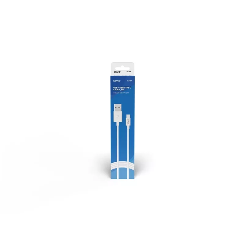 Savio USB – USB tipo C laidas 5A, 1m CL-126 Baltas