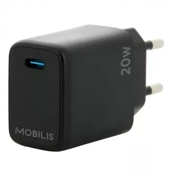 Mobilis - Maitinimo šaltinis - greitas - 20 vatų - PD/PPS (24 kontaktų USB-C) - Juoda - Europa (001361)