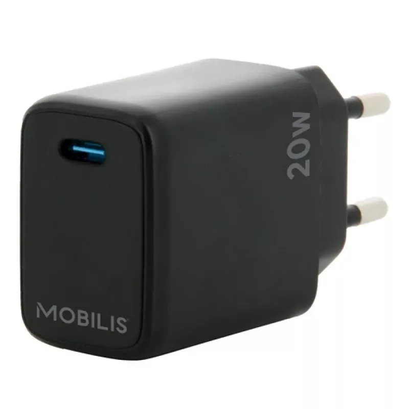 Mobilis - Maitinimo šaltinis - greitas - 20 vatų - PD/PPS (24 kontaktų USB-C) - Juoda - Europa (001361)