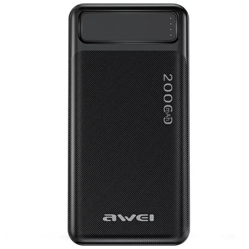 Nešiojama išorinė baterija AWEI P6K 20000mAh juoda 2xUSB/PD/Micro-USB