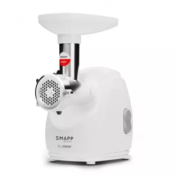 Buitinė elektrinė mėsmalė SMAPP 489.8 — 2000 W, 3 sieteliai (2,7 / 8 mm), neslystančios kojelės, pilka