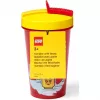 Puodelis su šiaudeliu Room Copenhagen LEGO Iconic Girl ryškiai raudonas 500 ml (raudona/geltona)