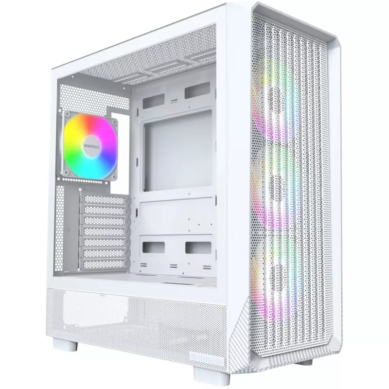 PC korpusas Montech X5 Midi Tower baltas ATX 3x140 mm ventiliatoriai