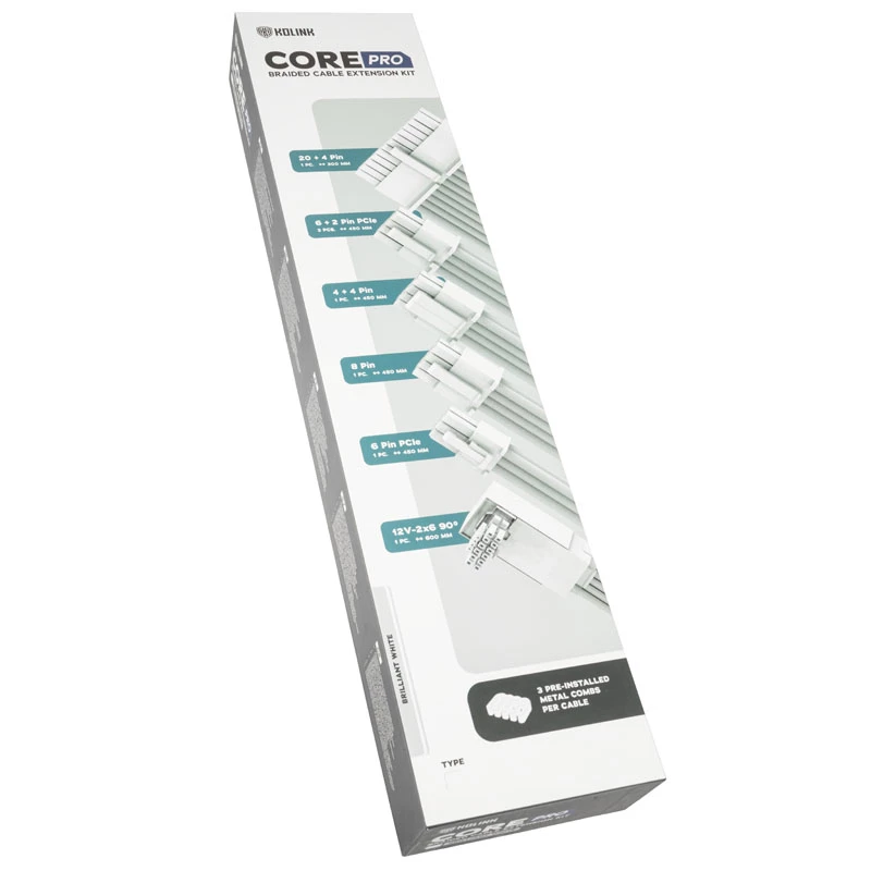 Kabelių prailginimo rinkinys Kolink Core Pro COREPRO-EK-12VT2-WHT 12V 2x6 Type 2 baltas