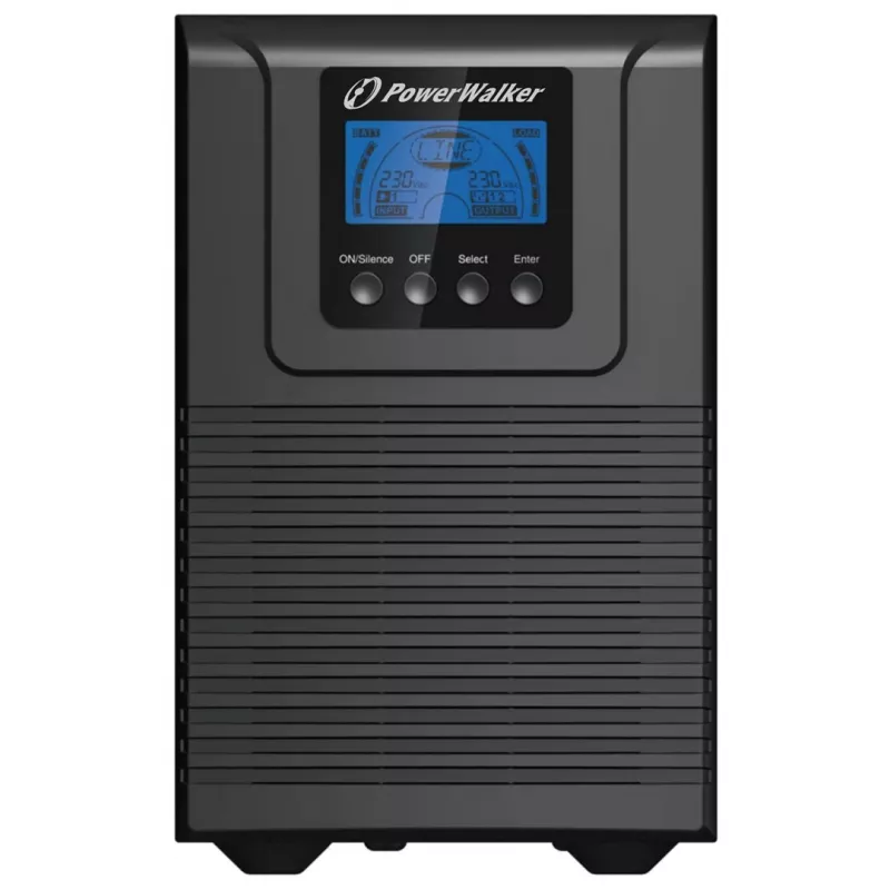 Nepertraukiamo maitinimo šaltinis PowerWalker VFI 1000 TGB — 1 kVA (900 W), dvigubo keitimo internetinis, 4× C13 lizdai, USB, RS-232, EPO