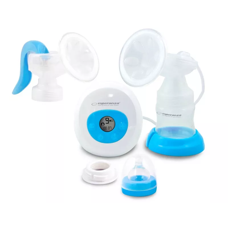 Krūties siurblys ESPERANZA ECM003B elektroninis 150 ml, integruotas ekranas, mėlynas/baltas, 100–240V AC