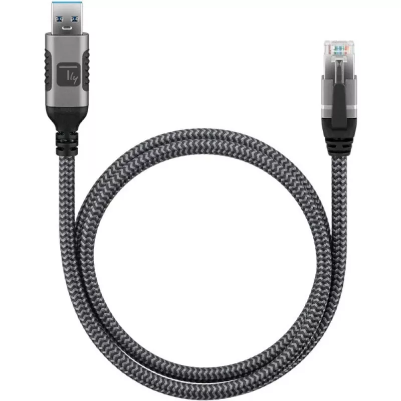 Techly ICOC U3A-RJ45-010 tinklo kabelis juoda, sidabrinė 1 m Cat6 F/UTP (FTP)
